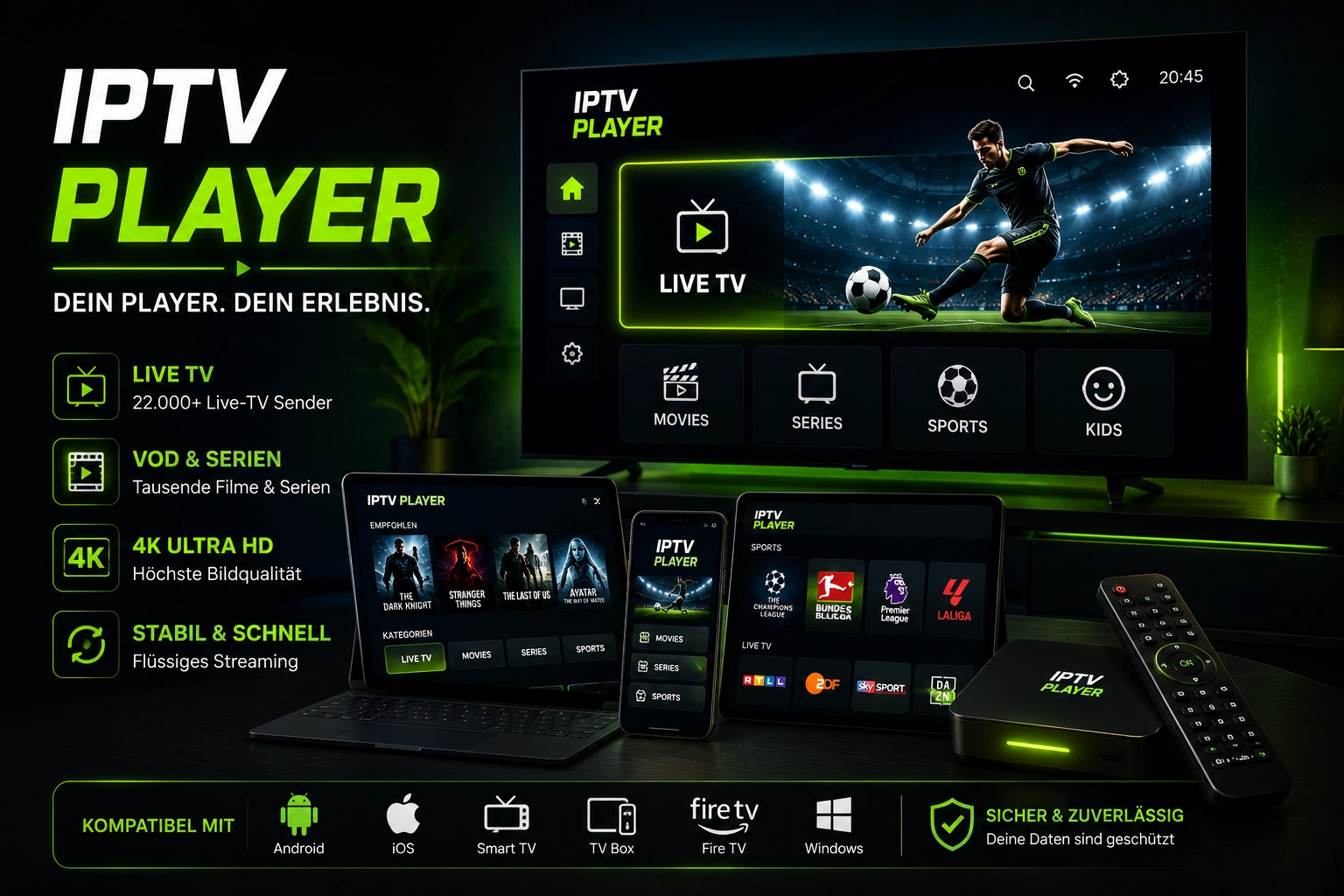 IPTV Player Einrichtung mit Zugangsdaten auf mehreren Geräten